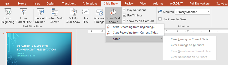 record tab for powerpoint mac